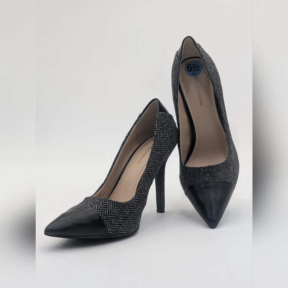 NWT BCBGeneration Duboise Sz 6.5 Stilleto Pointed Toe Fabric With Leather Accent - Picture 10 of 17